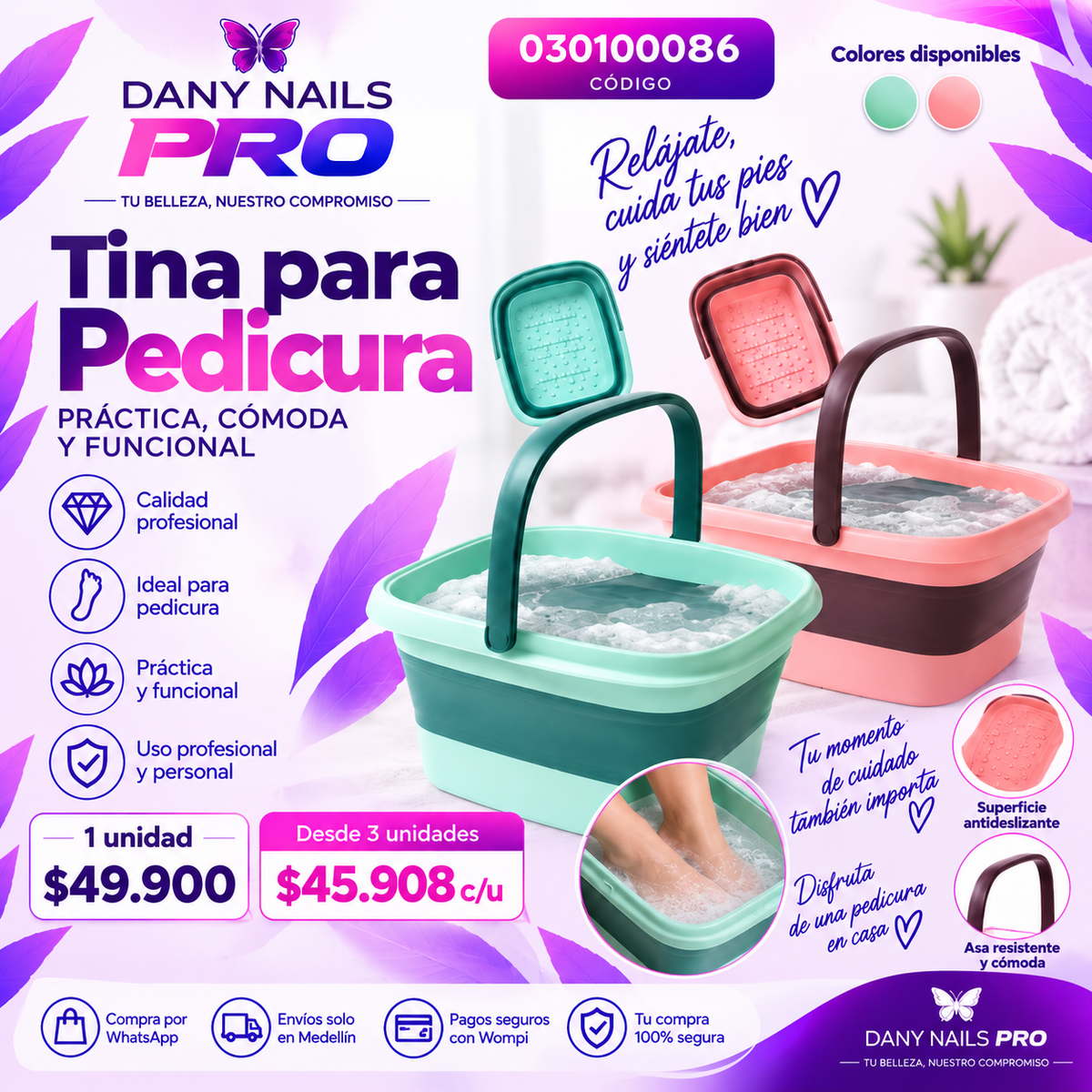 Tina para Pedicura retractil