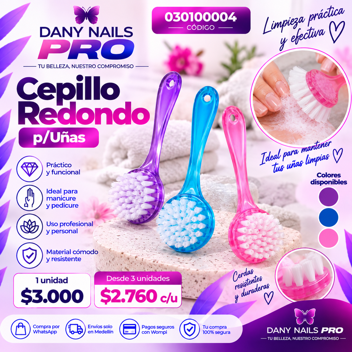 Cepillo Redondo p/Uñas