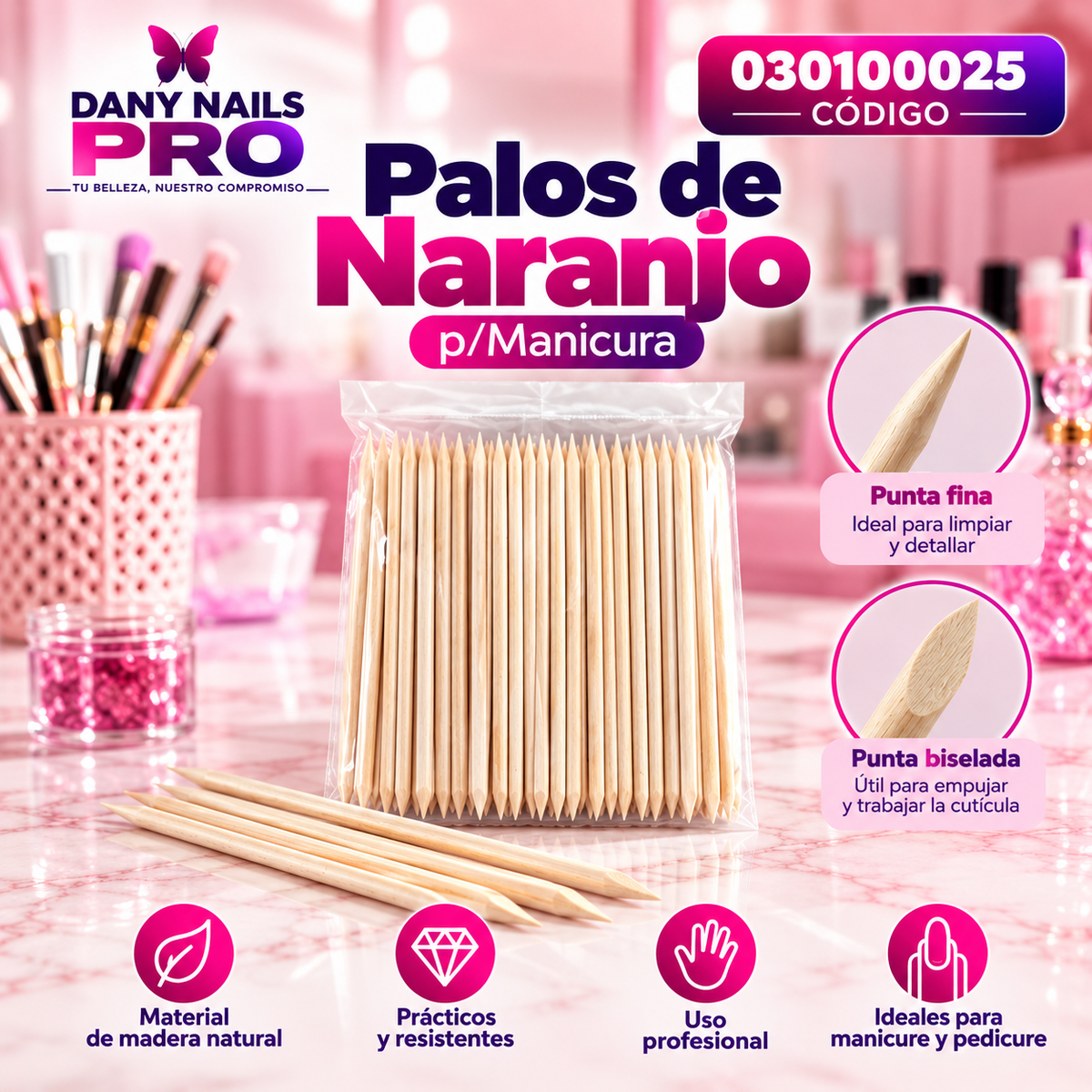 🌿 Palos de Naranjo p/Manicura