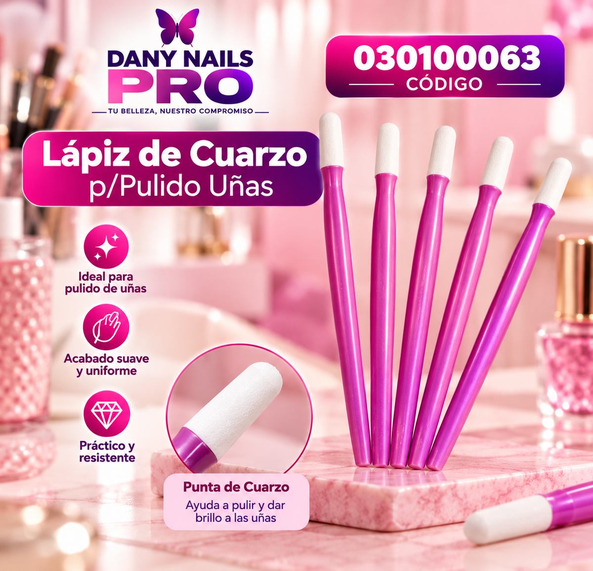 Lápiz de Cuarzo p/Pulido Uñas