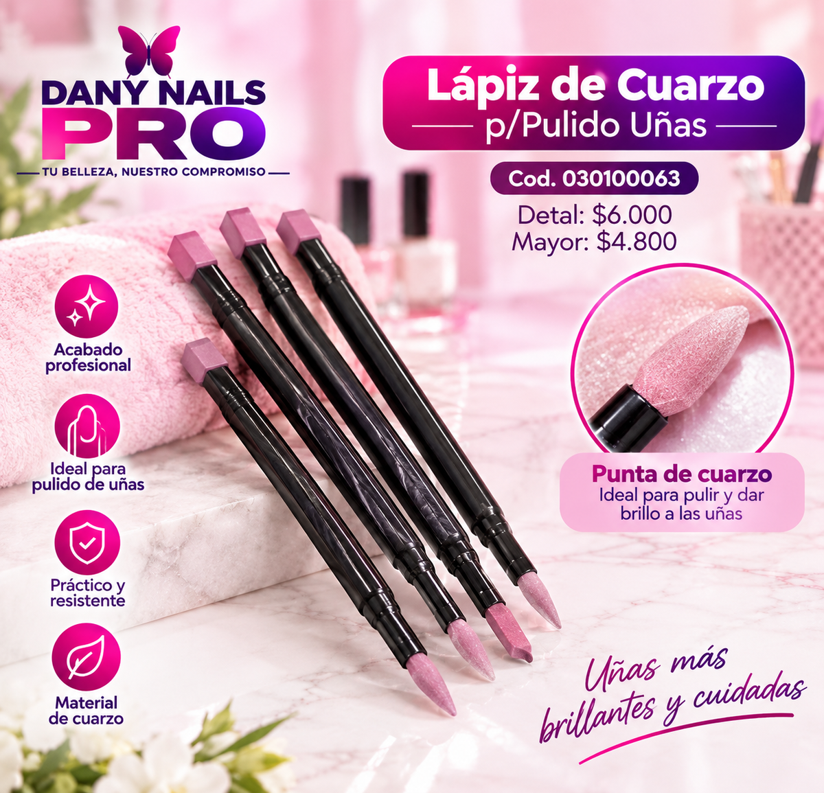 Lápiz de Cuarzo p/Pulido Uñas