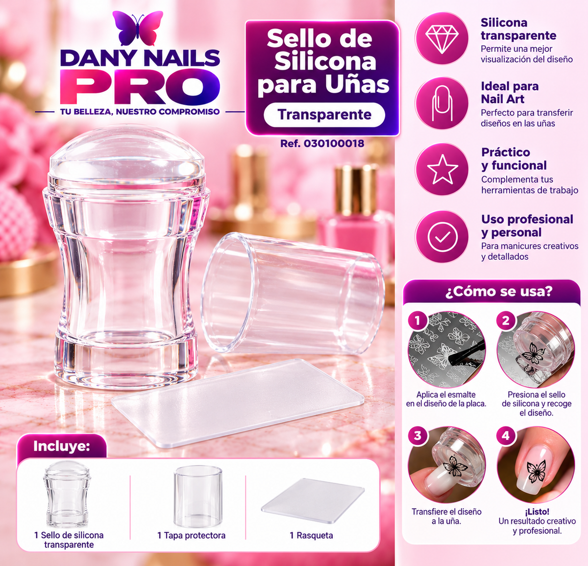 💅 Sello de Silicona para Uñas — Transparente