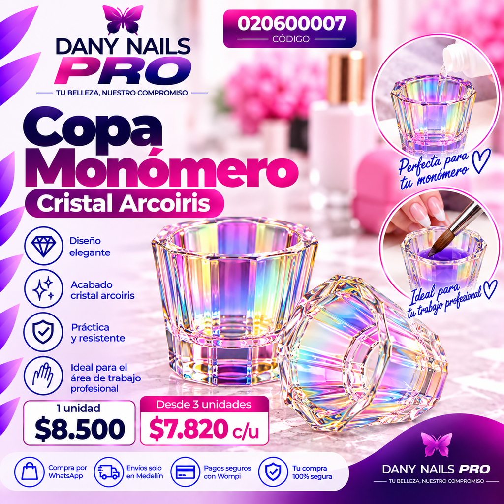 🌈 Copa Monómero Cristal Arcoiris