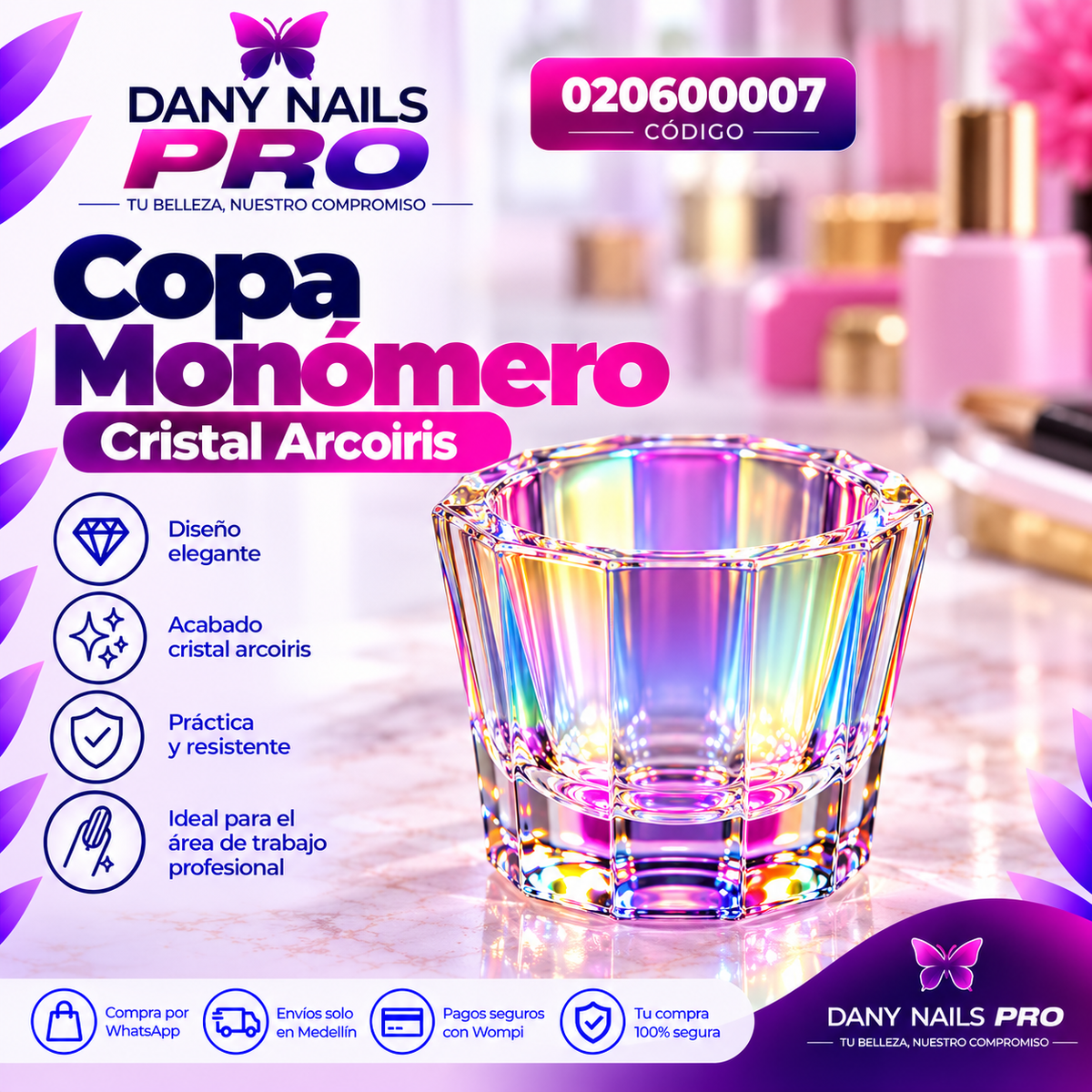 🌈 Copa Monómero Cristal Arcoiris