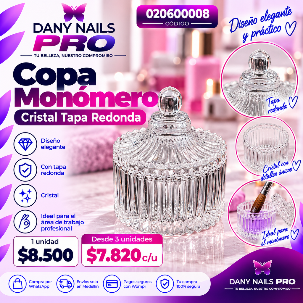 Copa Monómero Cristal Tapa Redonda