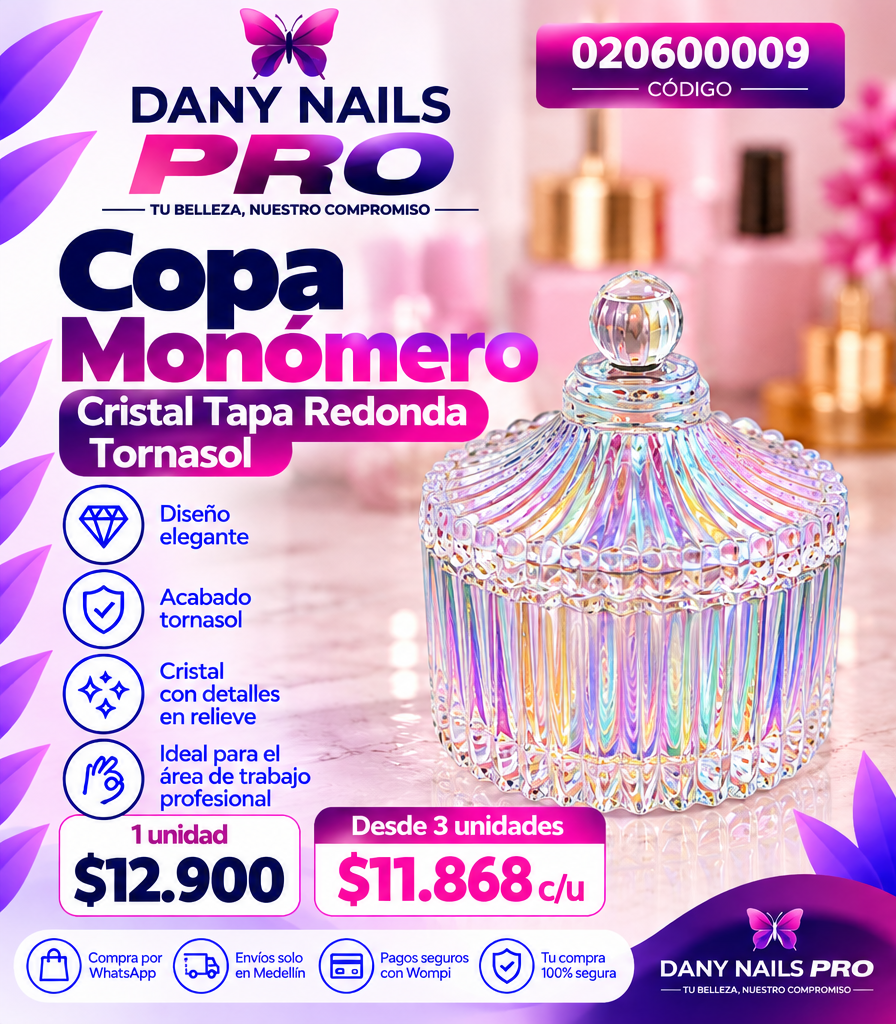 💎 Copa M. Cristal Tapa Redonda Tornasol