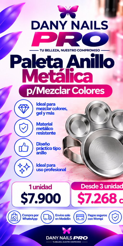 💅 Paleta Anillo Metálica p/Mezclar Colores