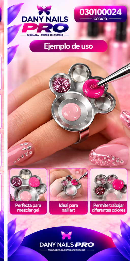 💅 Paleta Anillo Metálica p/Mezclar Colores