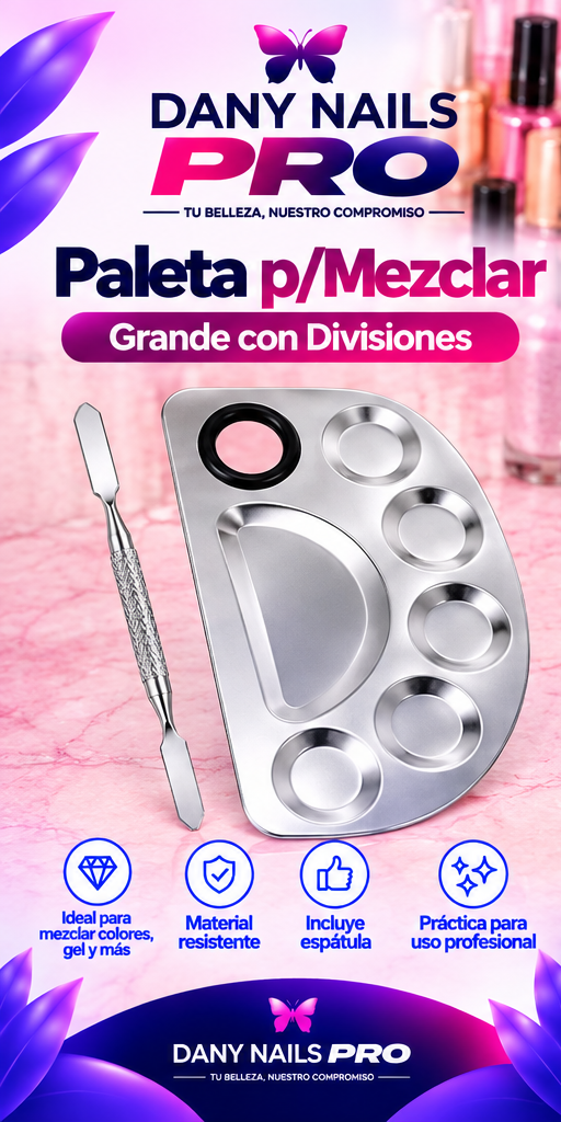 💅 Paleta p/Mezclar Grande con Divisiones