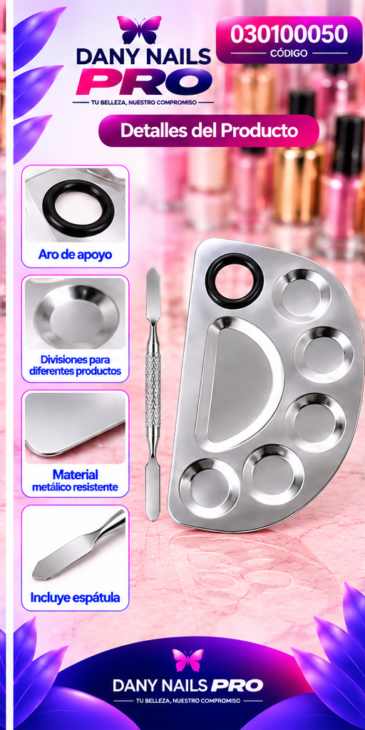 💅 Paleta p/Mezclar Grande con Divisiones