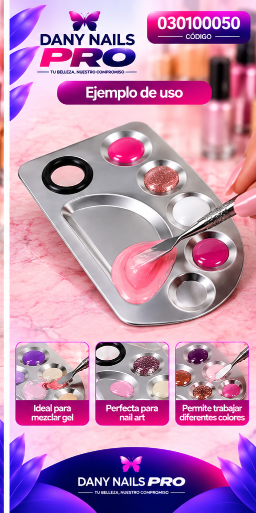 💅 Paleta p/Mezclar Grande con Divisiones