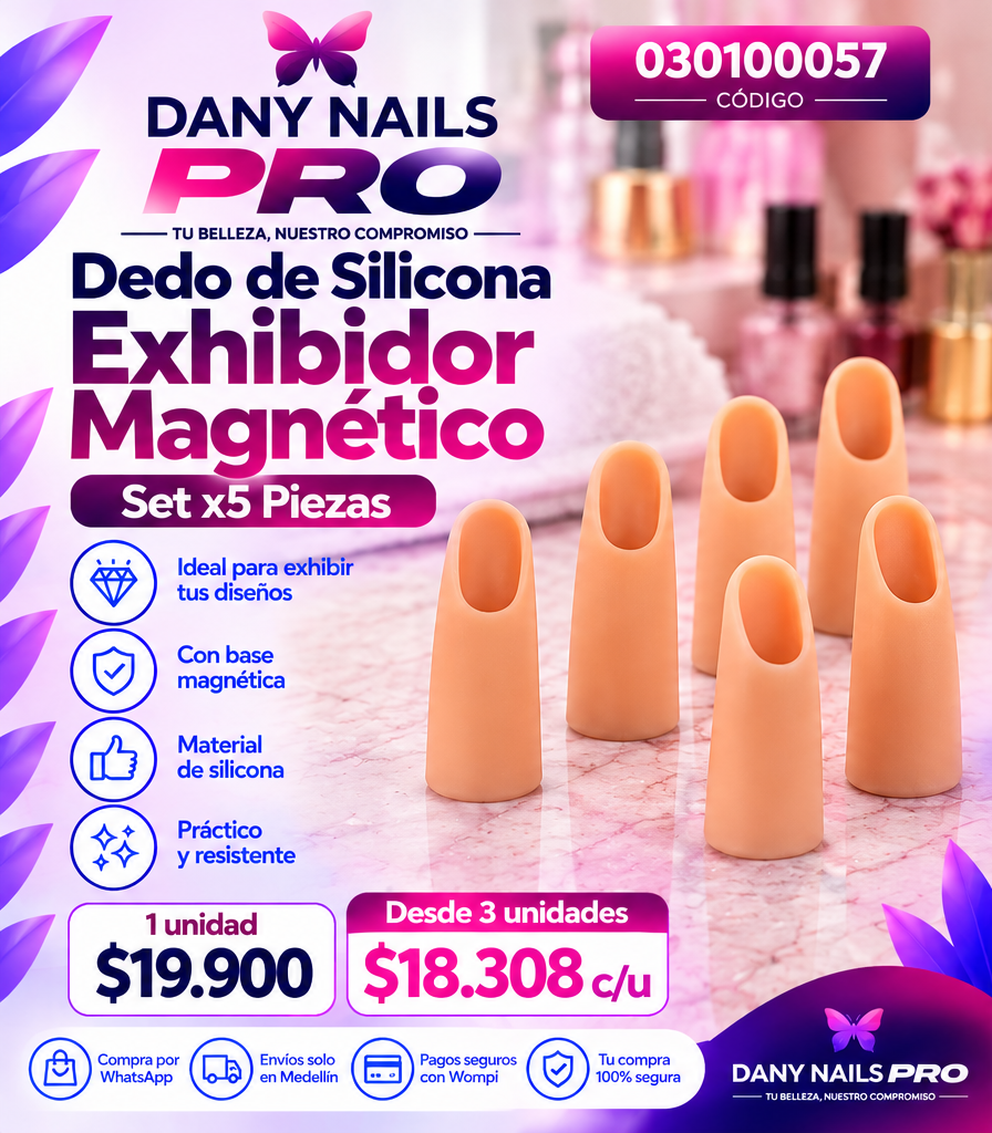 💅 Dedo de Silicona Exhibidor Magnético — 5 pcs