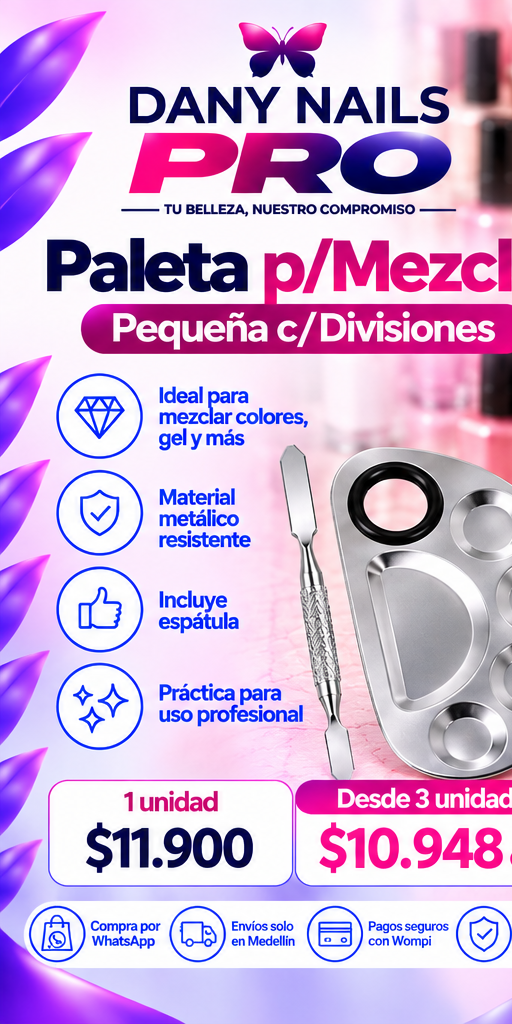 💅 Paleta p/Mezclar Pequeña c/Divisiones