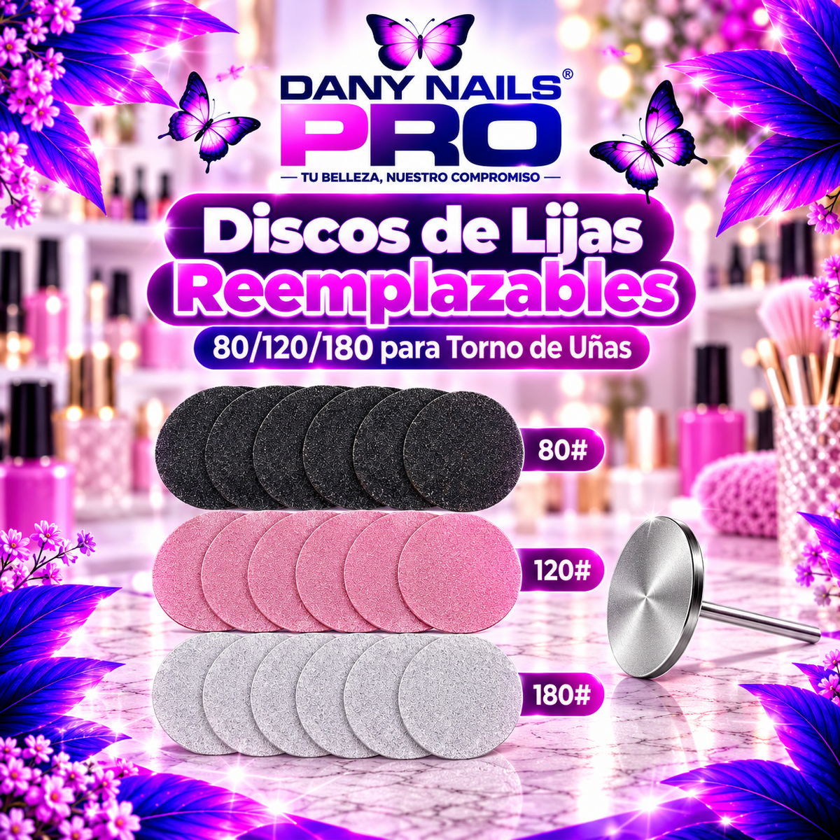 Discos de lijas Reemplazables 80/120/180  para torno de uñas