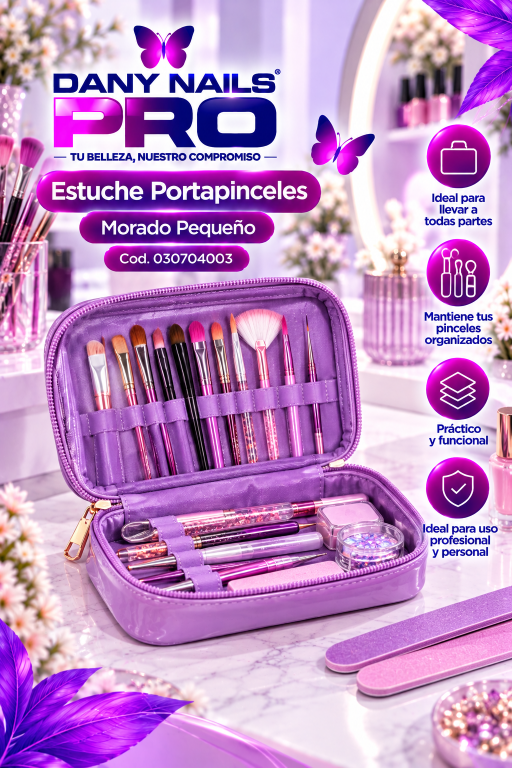 Estuche Porta pinceles Morado Pequeño