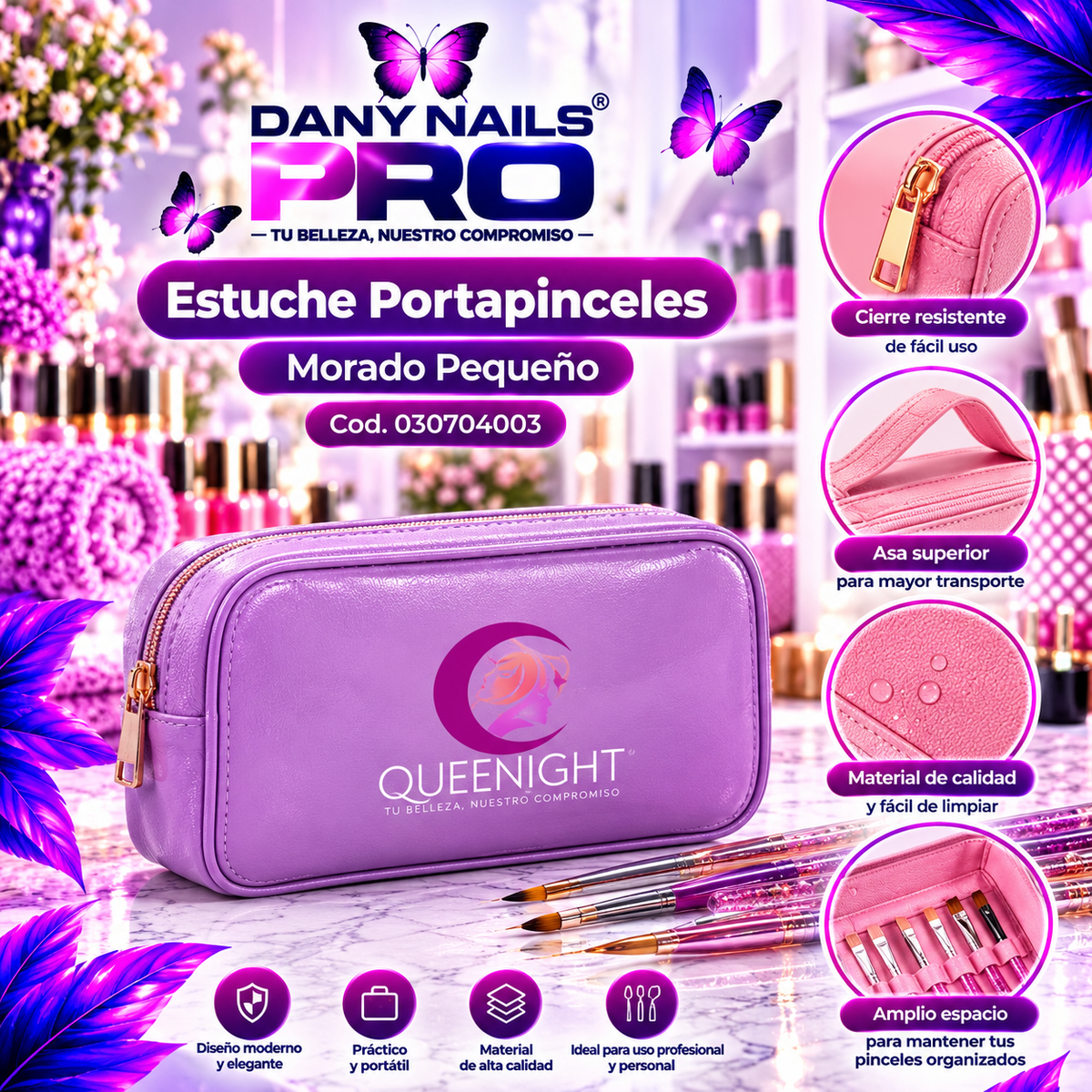 Estuche Porta pinceles Morado Pequeño