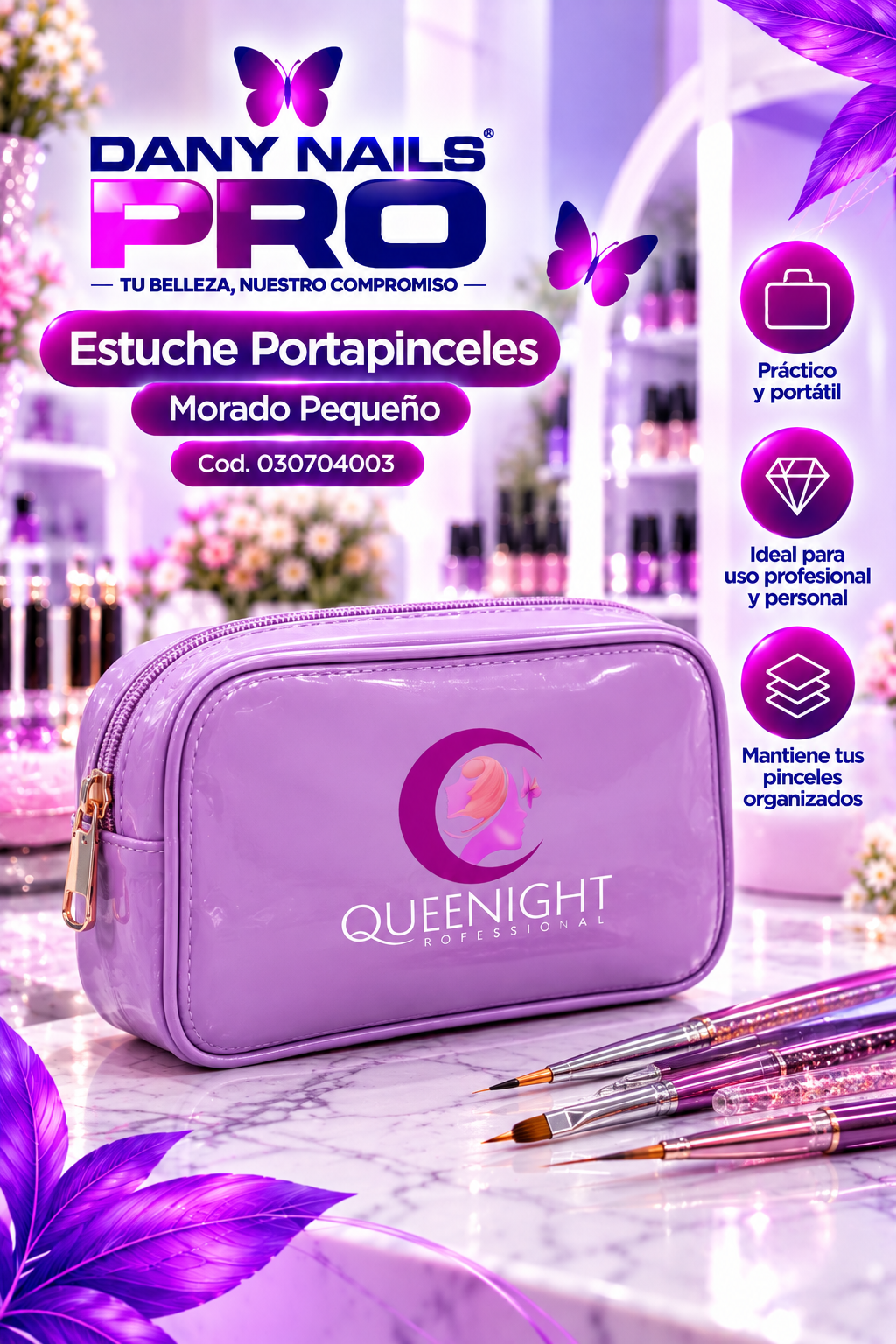 Estuche Porta pinceles Morado Pequeño
