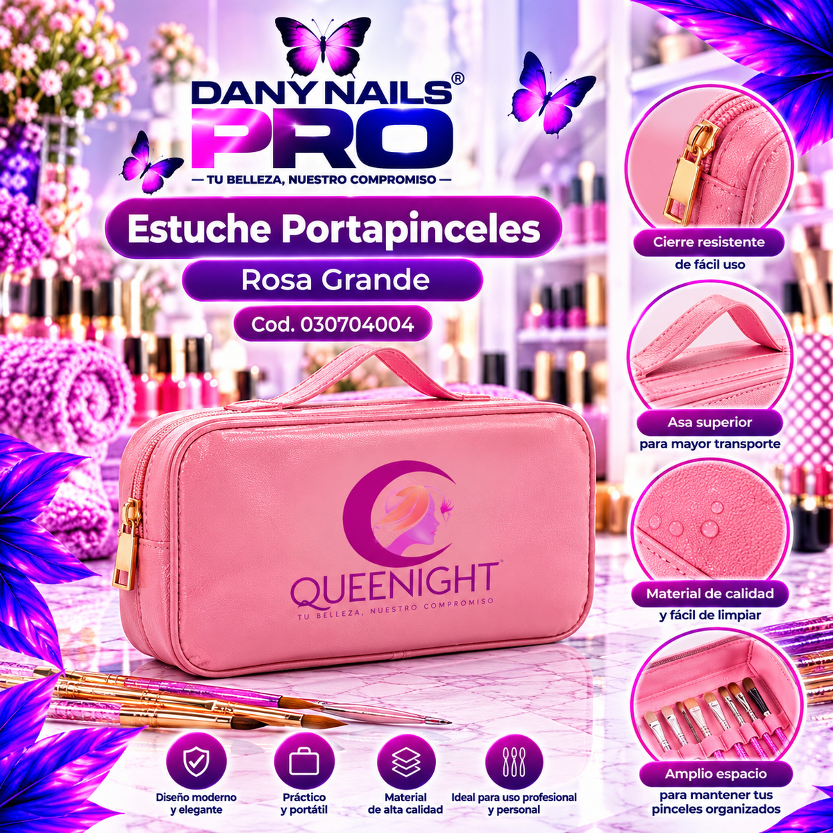 Estuche Porta pinceles Rosa Grande