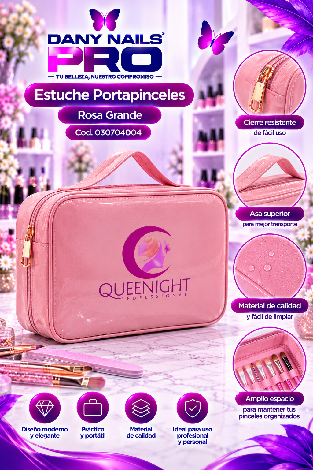 Estuche Porta pinceles Rosa Grande