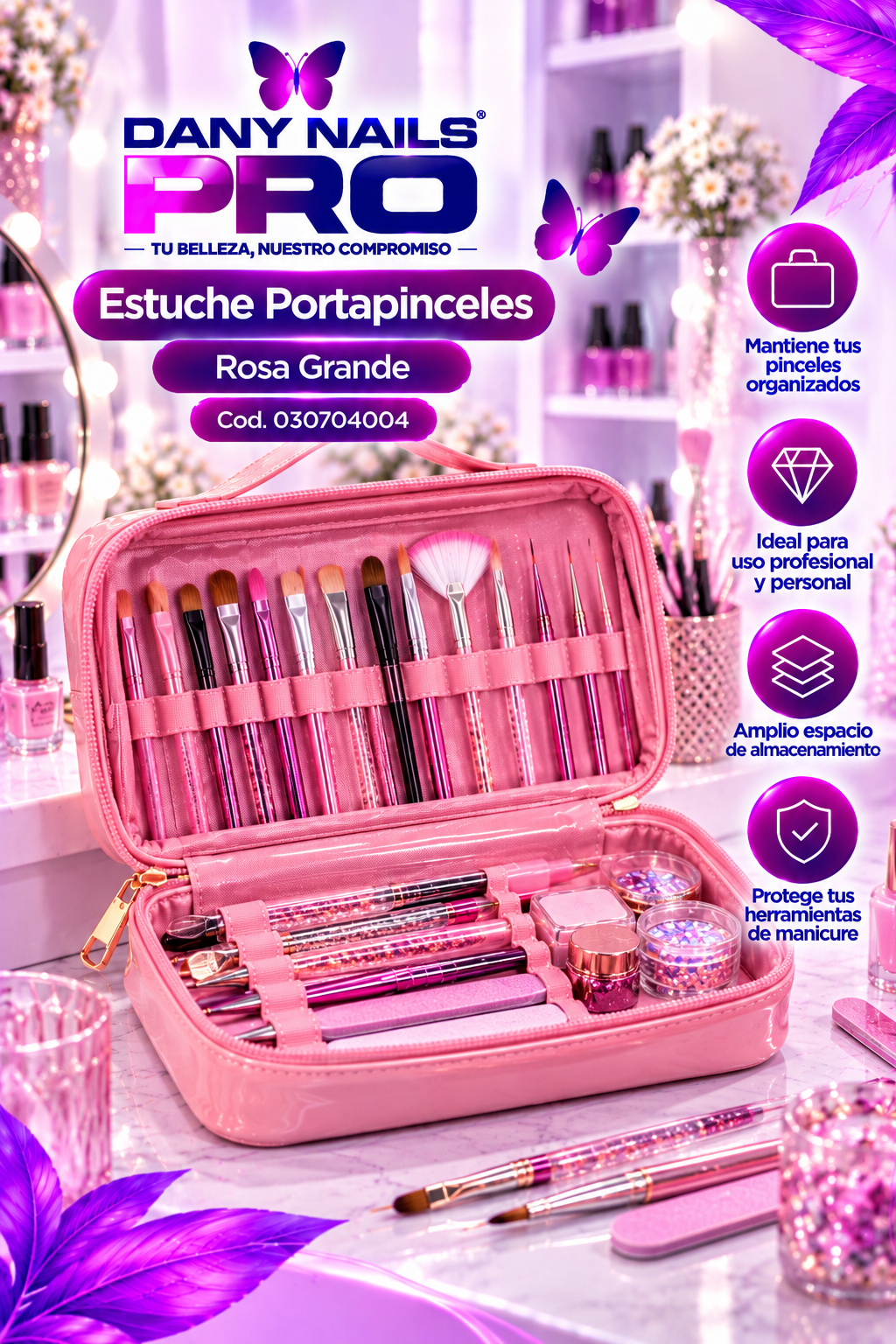 Estuche Porta pinceles Rosa Grande