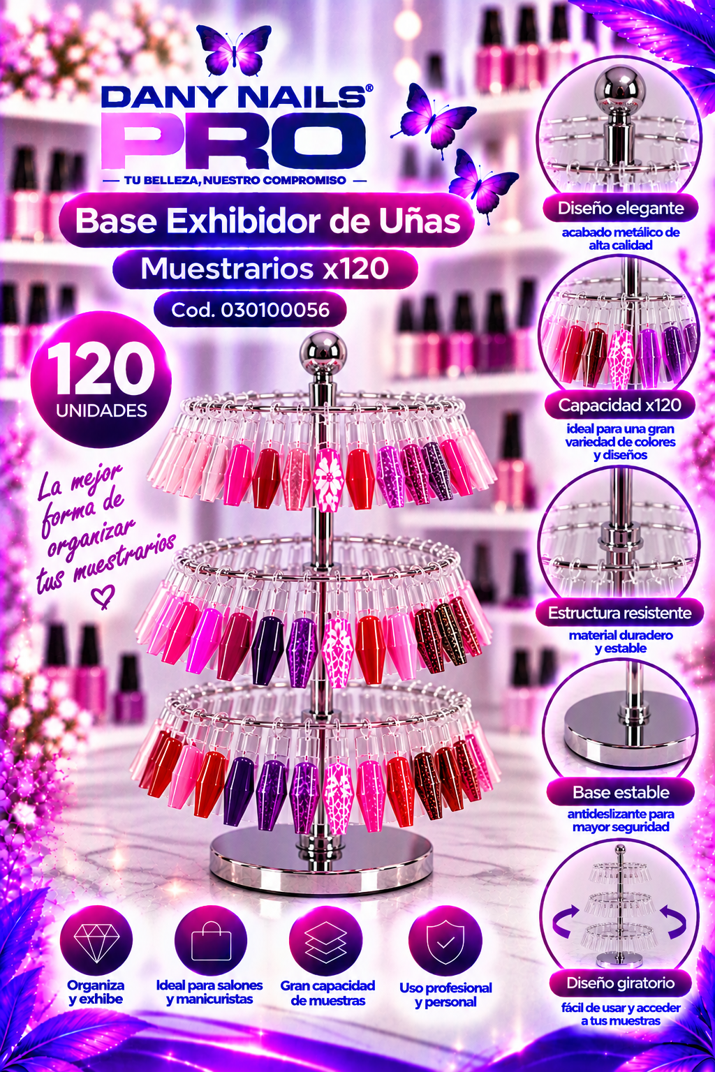 Base Exhibidor de Uñas Muestrarios x120