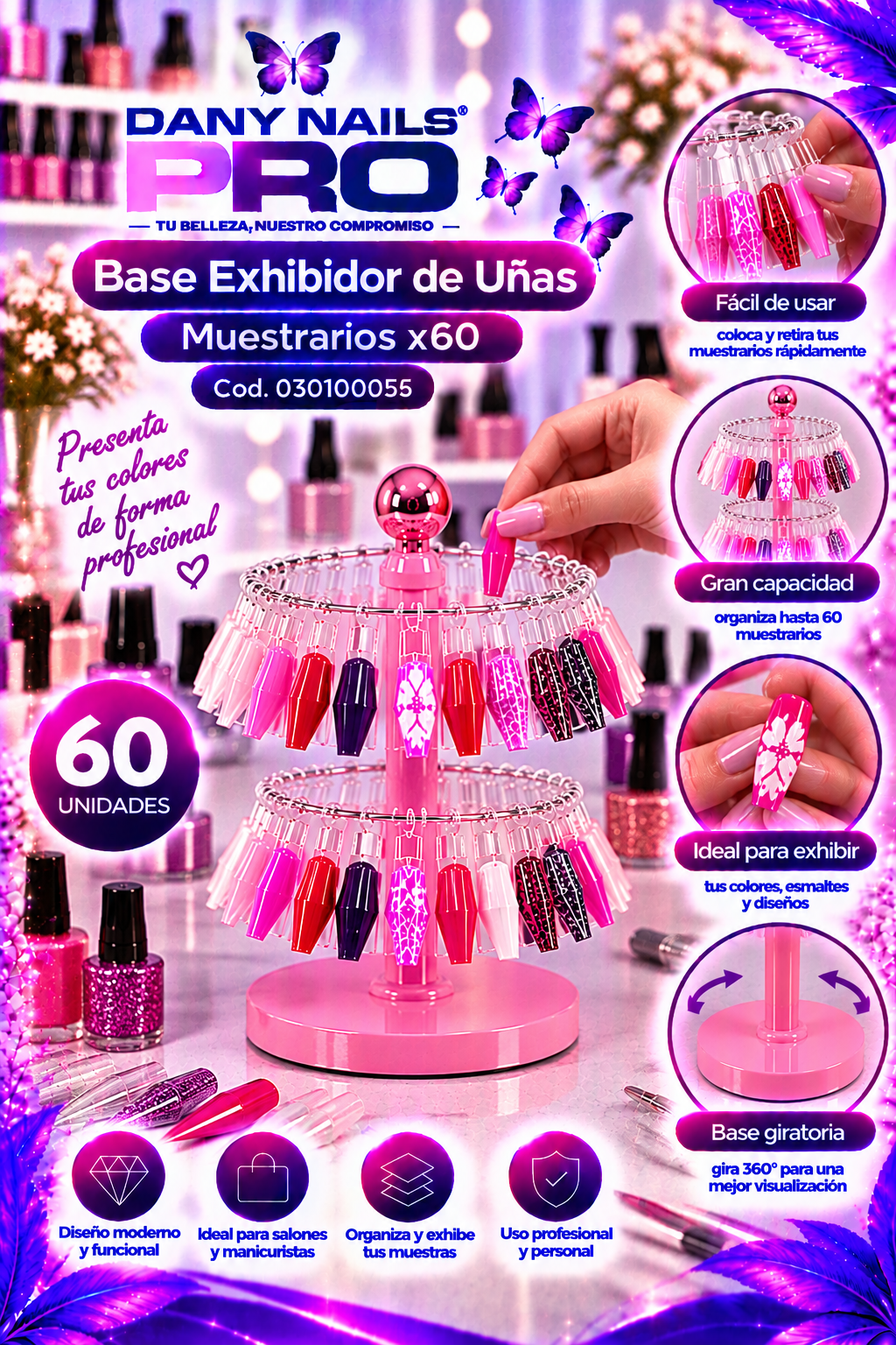 Base Exhibidor de Uñas Muestrarios x60