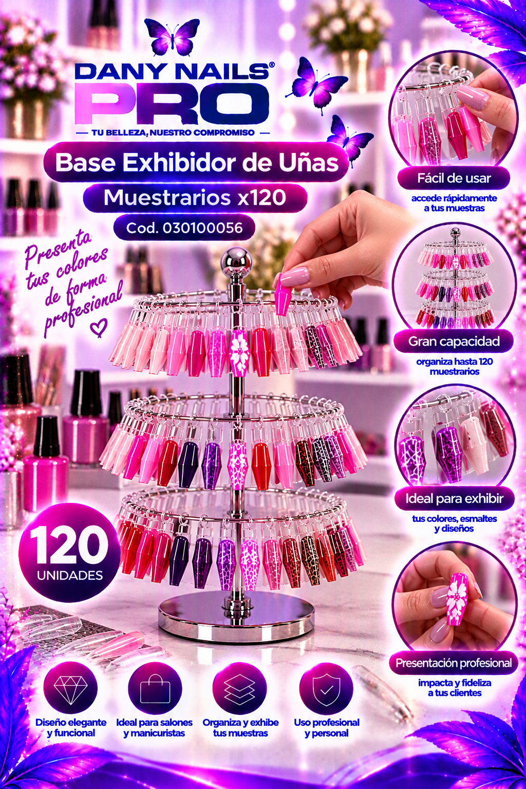 Base Exhibidor de Uñas Muestrarios x120