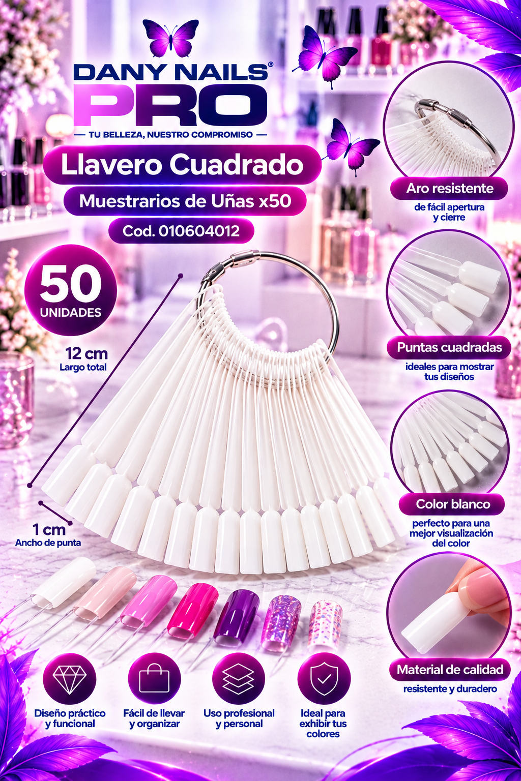 Llavero Cuadrado x50 UND — Blanco