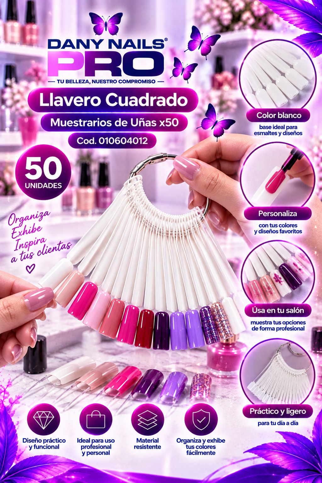 Llavero Cuadrado x50 UND — Blanco