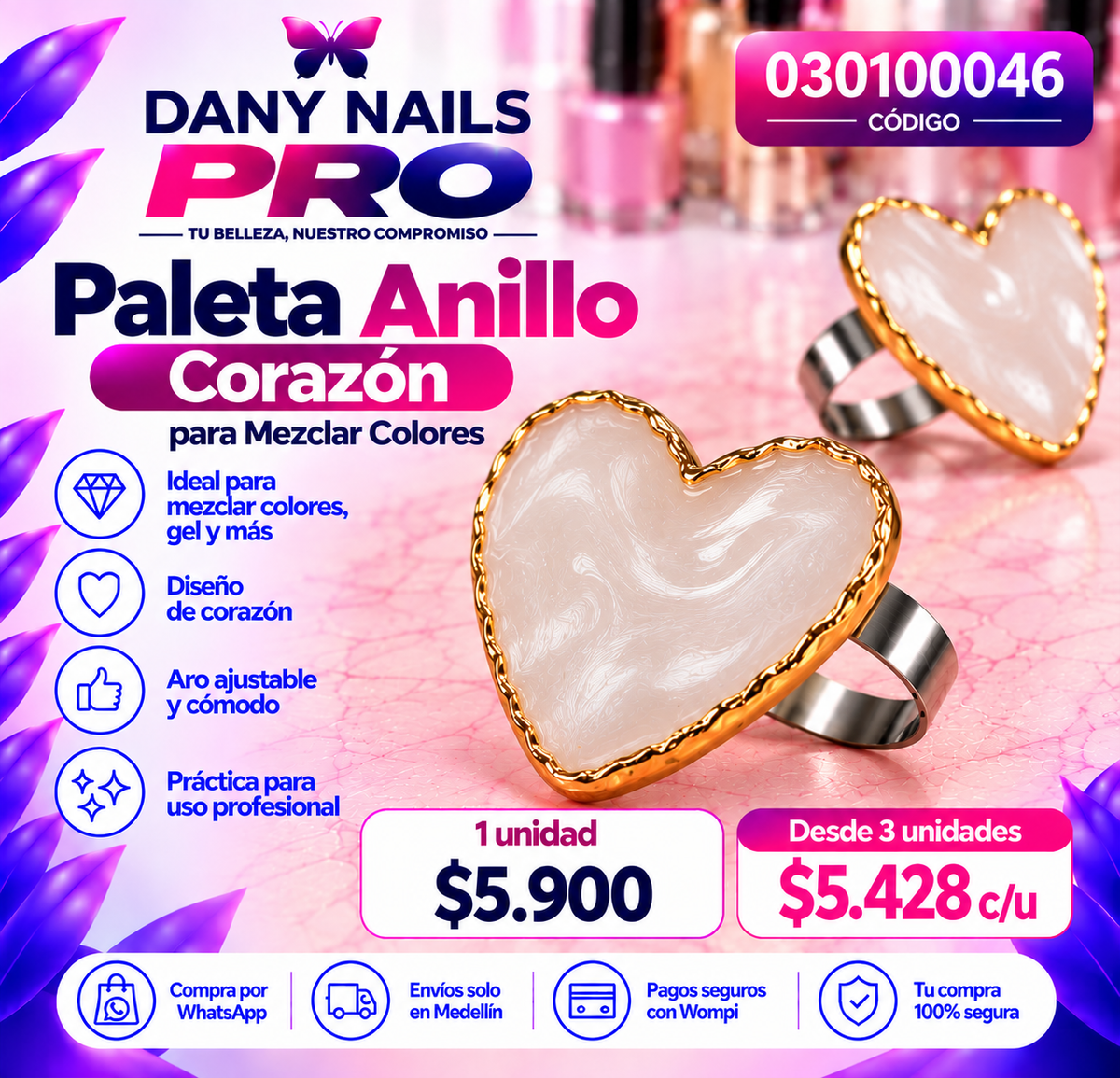 💅 Corazón — Paleta Anillo de Resina