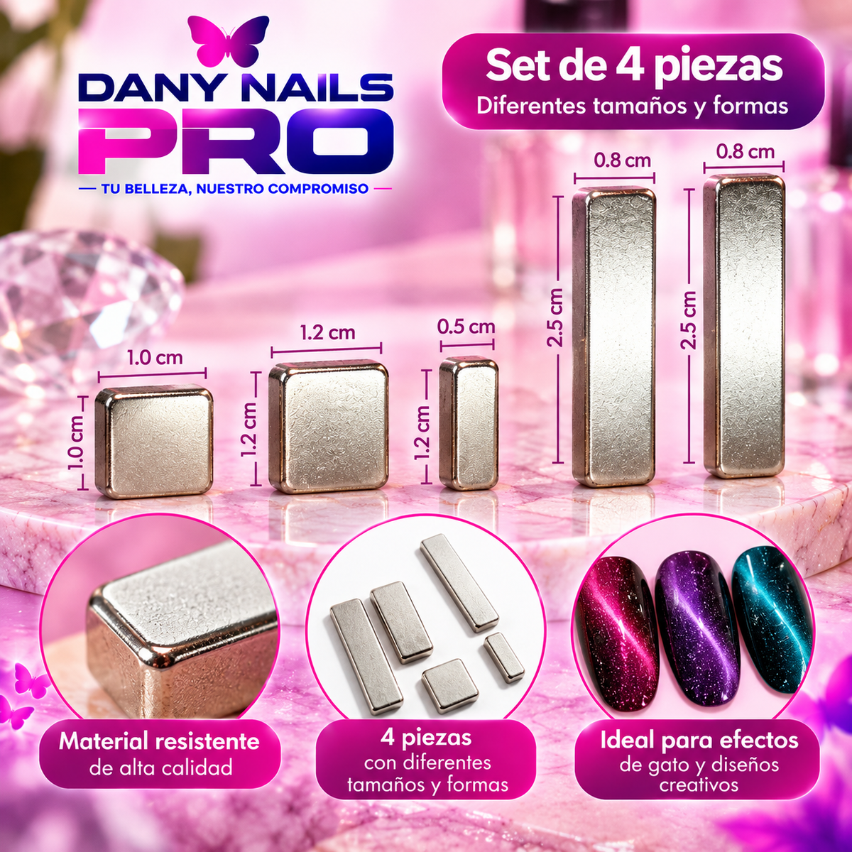 🧲  Imán mini para manicura 4 piezas