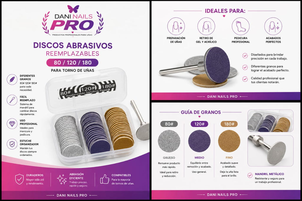 Discos de lijas Reemplazables 80/120/180  para torno de uñas